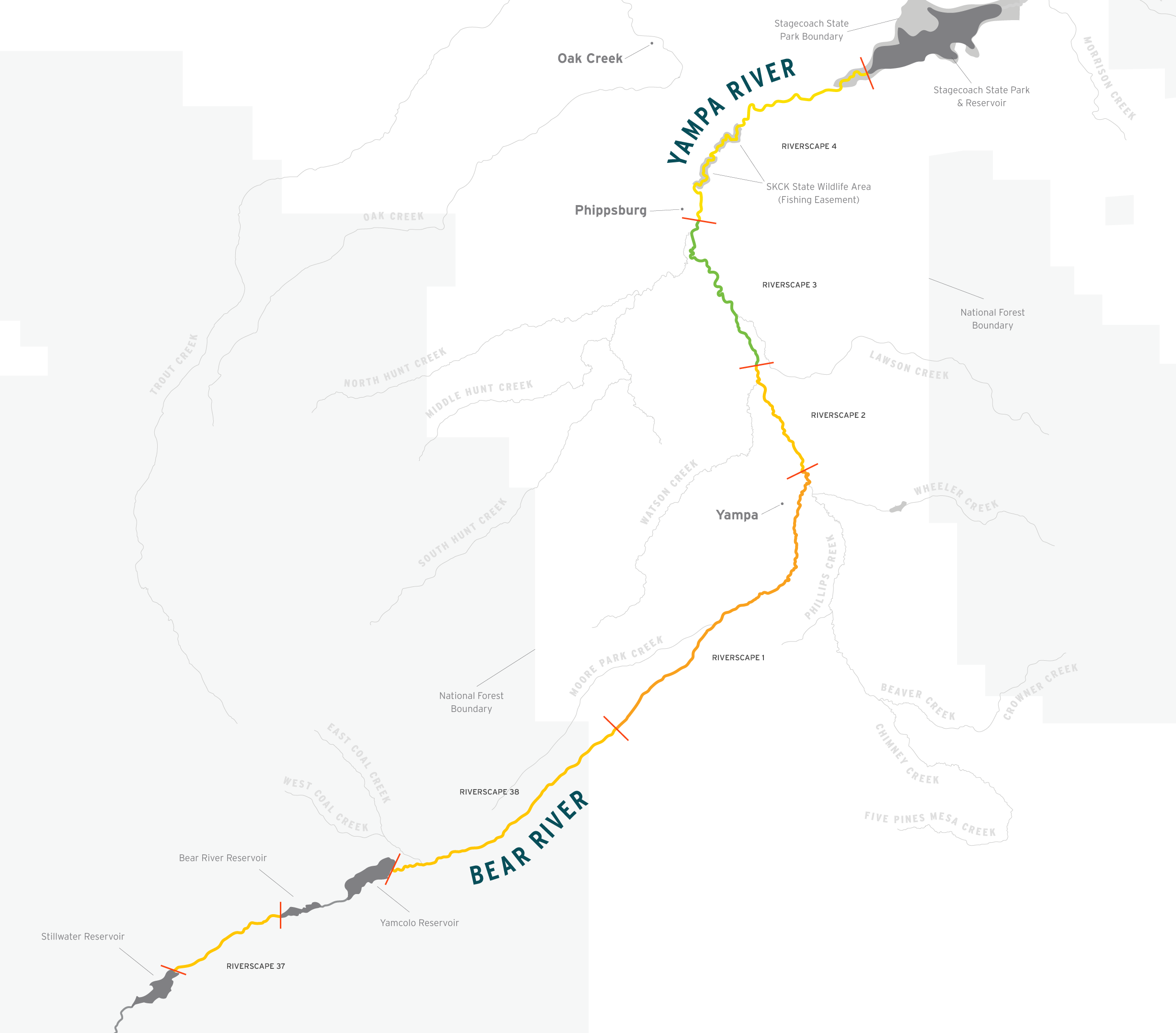 Upper Yampa aquatic connectivity riverscape scores