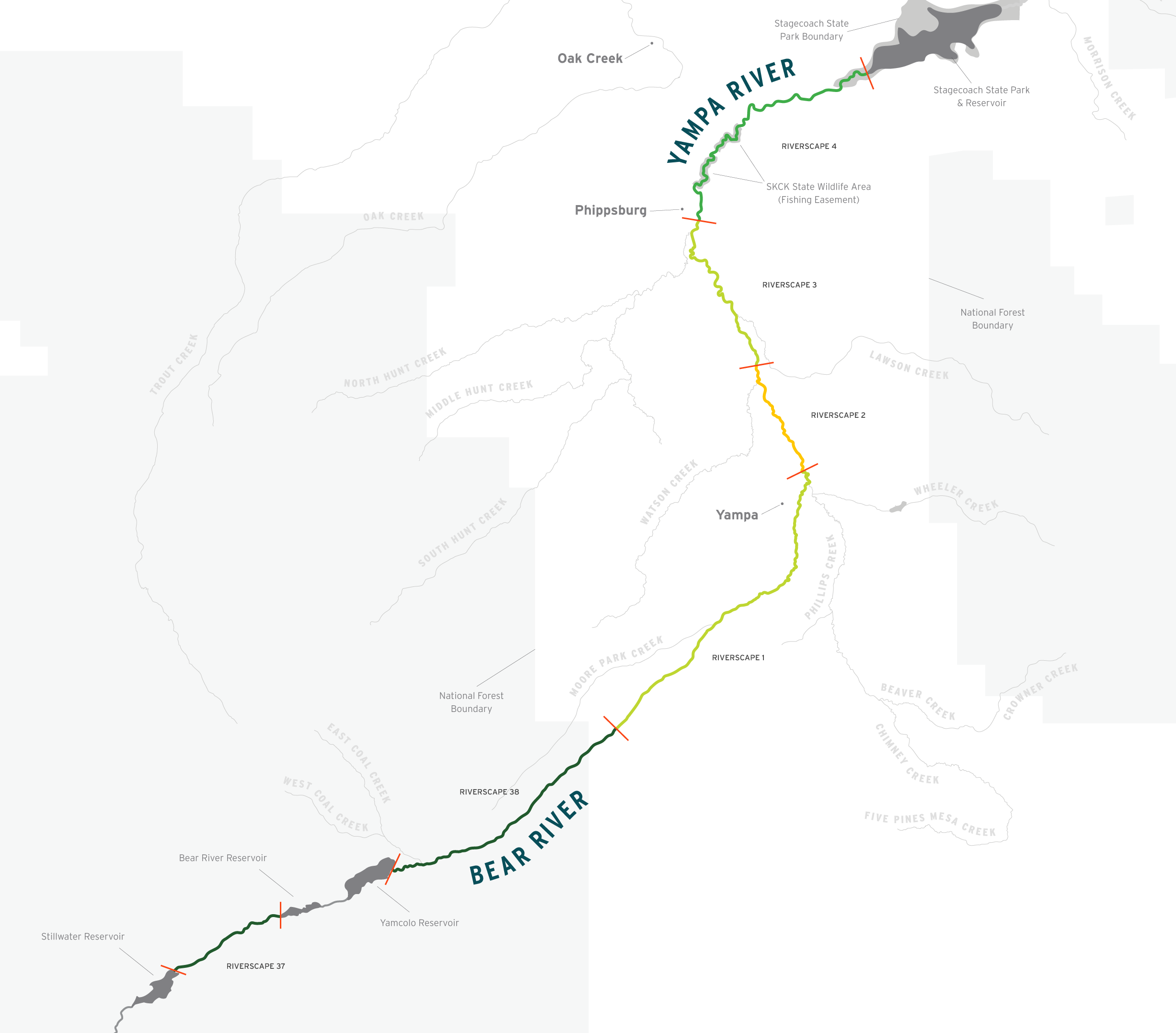 Upper Yampa terrestrial connectivity riverscape scores