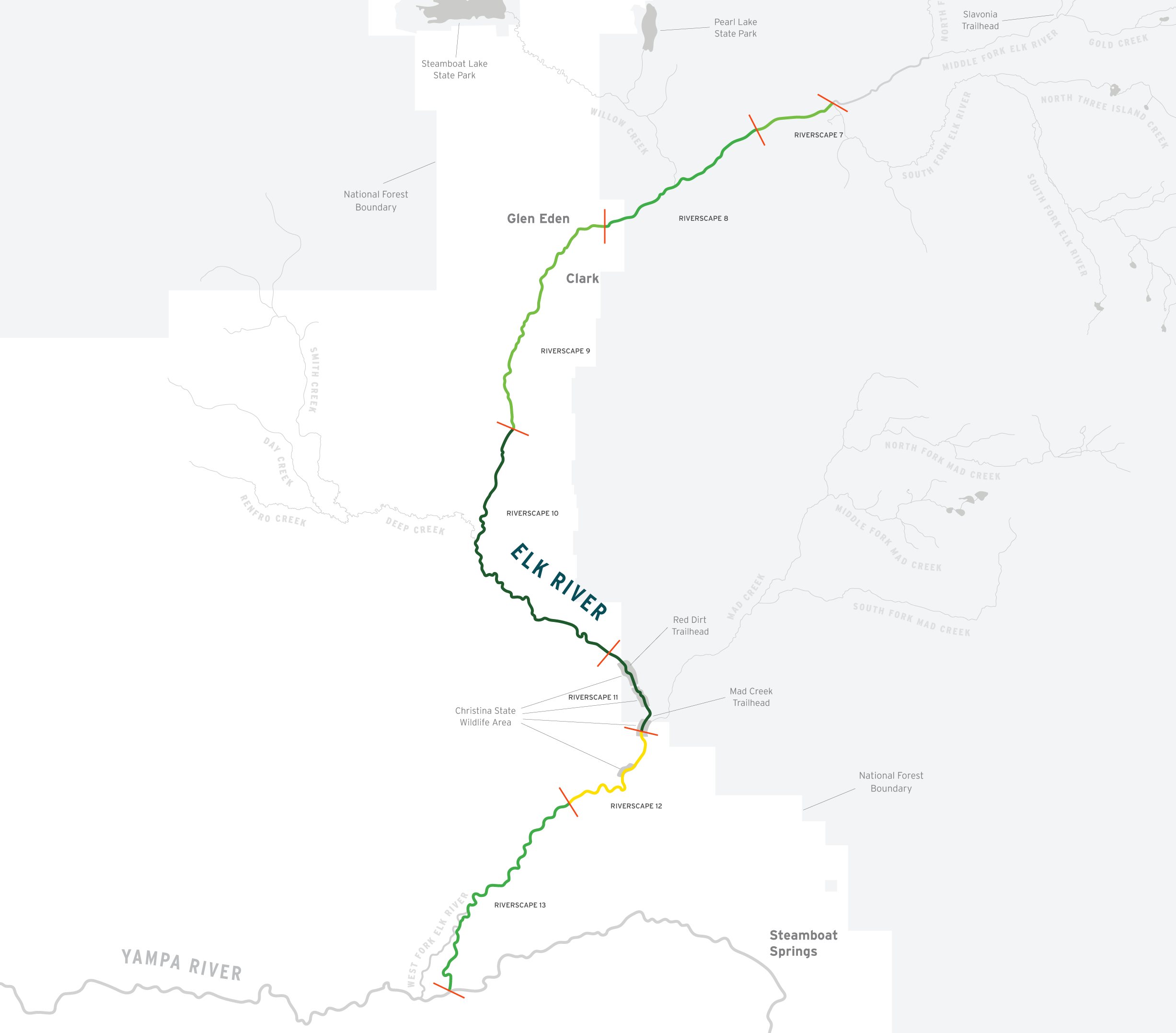 Elk River Segment Habitat Connectivity Category Riverscape Scores